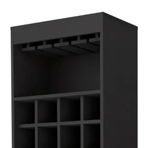 HomeRoots 24" Sleek Black Bar Cabinet with 18 Shelves – Modern Storage Solution for Home & Entertaining 478384