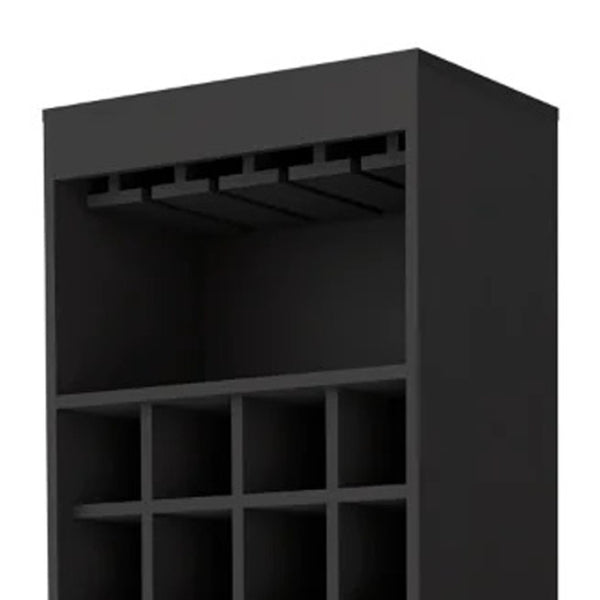 HomeRoots 24" Sleek Black Bar Cabinet with 18 Shelves – Modern Storage Solution for Home & Entertaining 478384