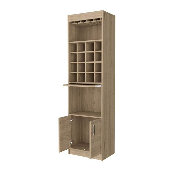 HomeRoots 24" Natural Bar Cabinet – 18 Shelves for Stylish Storage & Organization in Any Room, Modern Design 478385