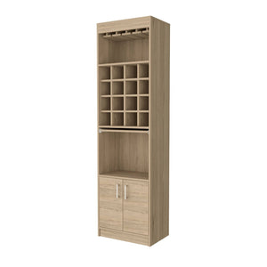 HomeRoots 24" Natural Bar Cabinet – 18 Shelves for Stylish Storage & Organization in Any Room, Modern Design 478385