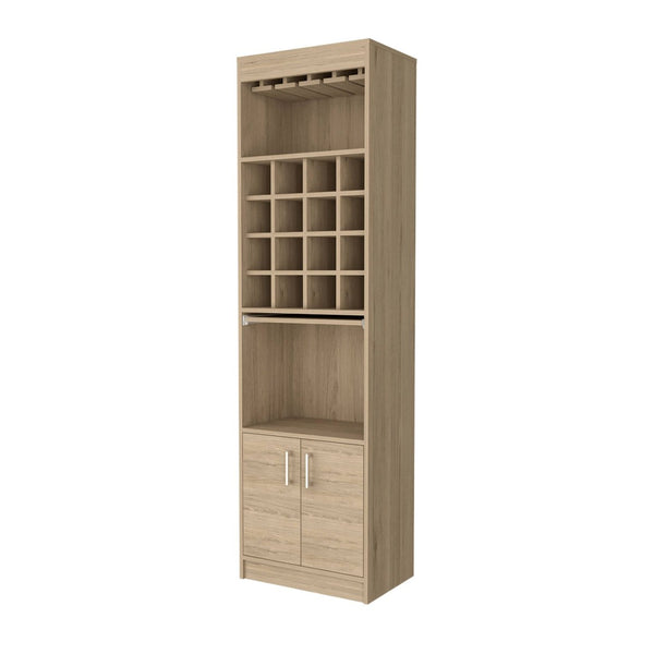 HomeRoots 24" Natural Bar Cabinet – 18 Shelves for Stylish Storage & Organization in Any Room, Modern Design 478385