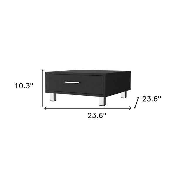 Homeroots 24" Black Coffee Table With Drawer   478394