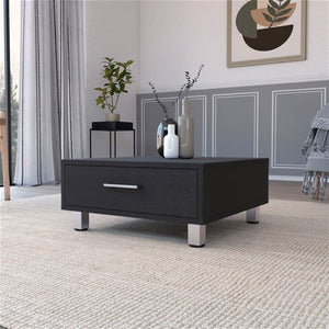 Homeroots 24" Black Coffee Table With Drawer   478394