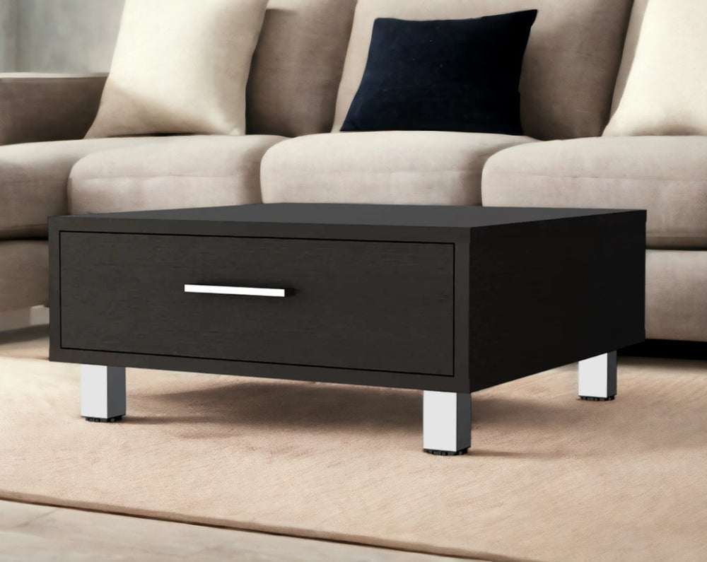 Homeroots 24" Black Coffee Table With Drawer   478394