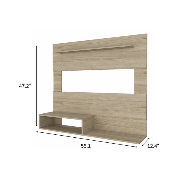 HomeRoots 55" Light Pine Open Shelving Entertainment Center - Stylish TV Stand with Cable Management & Versatile Design 478401