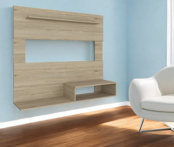 HomeRoots 55" Light Pine Open Shelving Entertainment Center - Stylish TV Stand with Cable Management & Versatile Design 478401