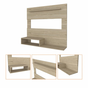 HomeRoots 55" Light Pine Open Shelving Entertainment Center - Stylish TV Stand with Cable Management & Versatile Design 478401