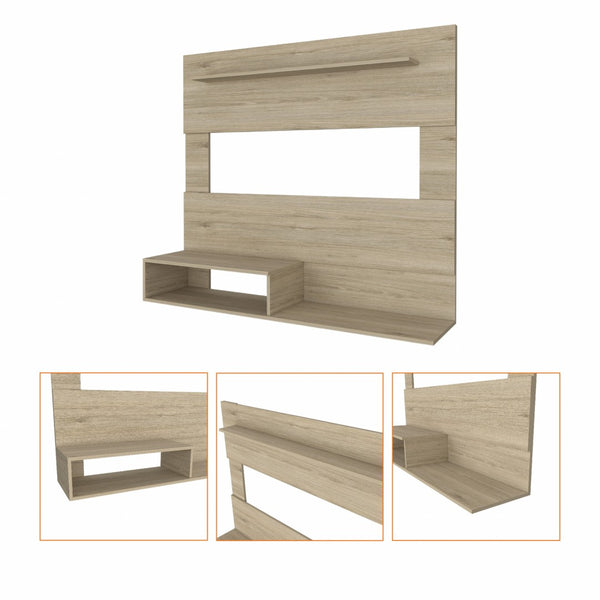 HomeRoots 55" Light Pine Open Shelving Entertainment Center - Stylish TV Stand with Cable Management & Versatile Design 478401