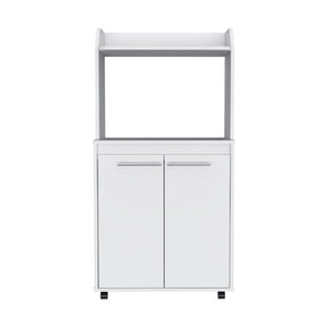 HomeRoots 25 Inch White Wooden Rolling Kitchen Island Cart with Shelving and Utility Storage 478402