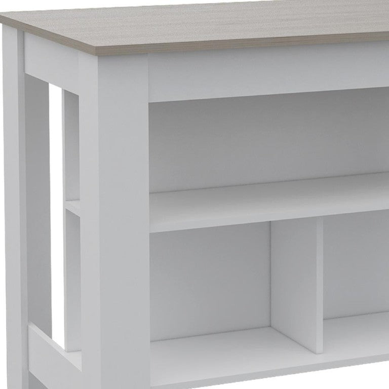 HomeRoots 41 Inch Two-tone Wood Kitchen Island with Built-in Storage for Modern Farmhouse Cooking Spaces Gray / White 478403