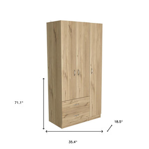 Homeroots 71" Light Oak Manufactured Wood Two Drawer Combo Dresser  Manufactured Wood 478405