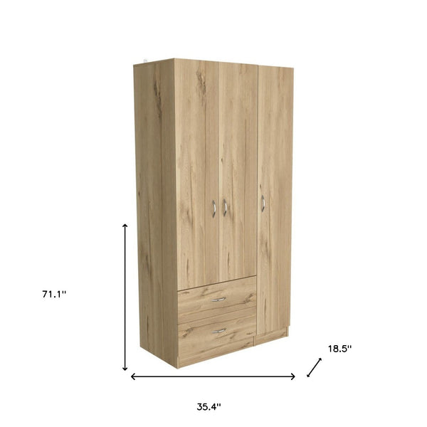 Homeroots 71" Light Oak Manufactured Wood Two Drawer Combo Dresser  Manufactured Wood 478405