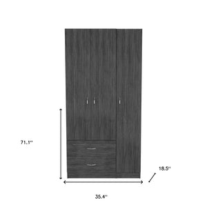 Homeroots 71" Gray Grainy Oak Manufactured Wood Two Drawer Combo Dresser  Manufactured Wood 478406