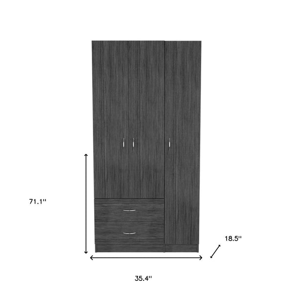 Homeroots 71" Gray Grainy Oak Manufactured Wood Two Drawer Combo Dresser  Manufactured Wood 478406