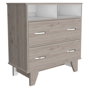 Homeroots 32" Light Grey Manufactured Wood Two Drawer Dresser  Manufactured Wood 478407