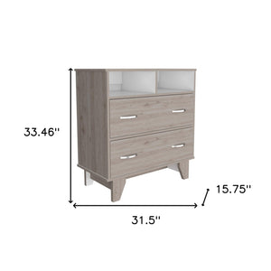 Homeroots 32" Light Grey Manufactured Wood Two Drawer Dresser  Manufactured Wood 478407