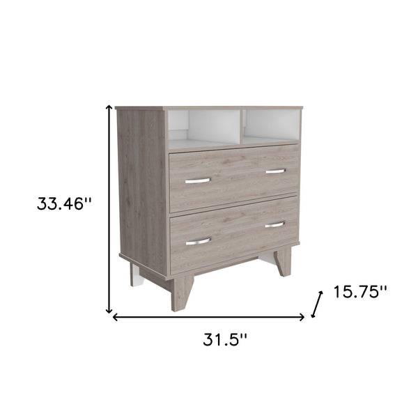 Homeroots 32" Light Grey Manufactured Wood Two Drawer Dresser  Manufactured Wood 478407