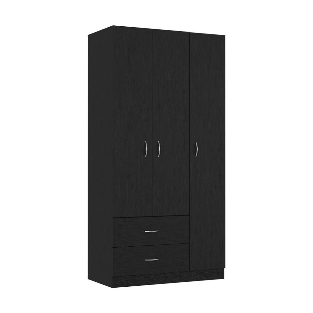 Homeroots 71" Black Manufactured Wood Two Drawer Combo Dresser  Manufactured Wood 478412