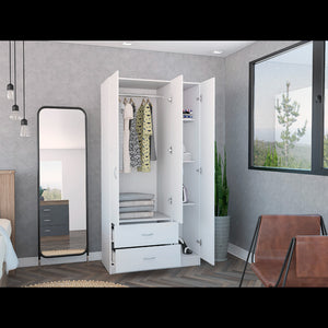 Homeroots 71" White Manufactured Wood Two Drawer Combo Dresser  Manufactured Wood 478413