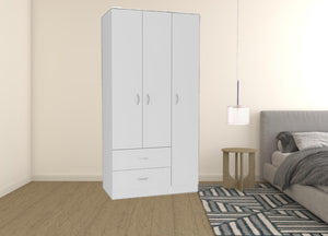 Homeroots 71" White Manufactured Wood Two Drawer Combo Dresser  Manufactured Wood 478413