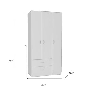 Homeroots 71" White Manufactured Wood Two Drawer Combo Dresser  Manufactured Wood 478413