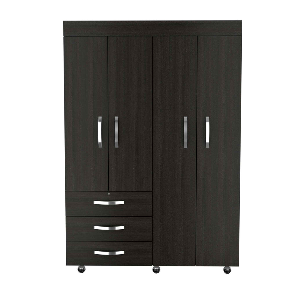 Homeroots 47" Black Three Drawer Combo Dresser  Manufactured Wood 478415