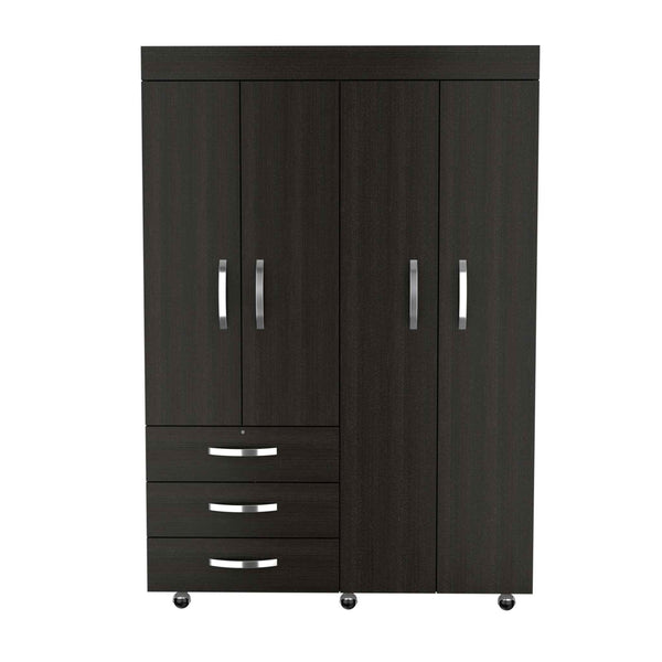 Homeroots 47" Black Three Drawer Combo Dresser  Manufactured Wood 478415
