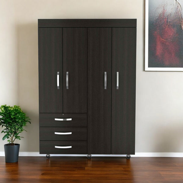 Homeroots 47" Black Three Drawer Combo Dresser  Manufactured Wood 478415