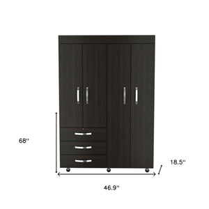 Homeroots 47" Black Three Drawer Combo Dresser  Manufactured Wood 478415