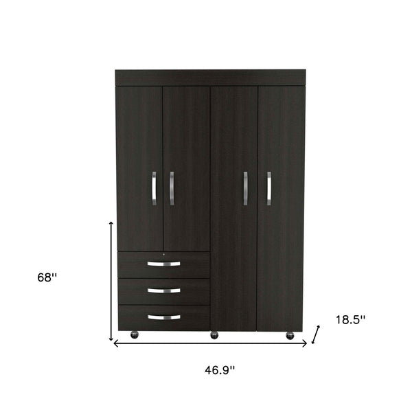 Homeroots 47" Black Three Drawer Combo Dresser  Manufactured Wood 478415