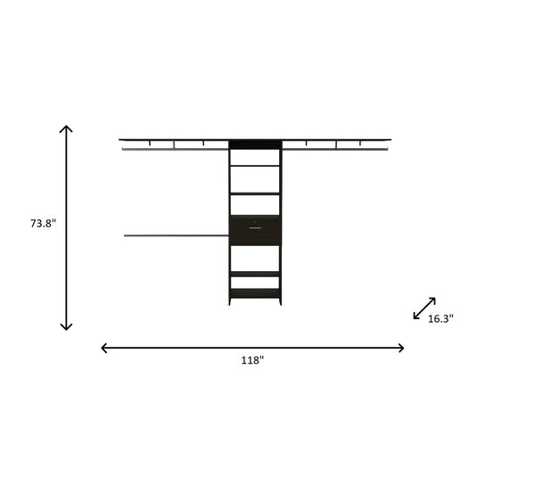 Homeroots 118" Black Manufactured Wood Organizer  Particle Board 478430