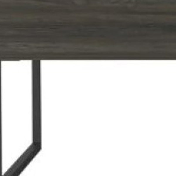 HomeRoots 41" Gray And Onyx Metal Lift-Top Coffee Table: Stylish Storage Solution for Modern Living Spaces 478432
