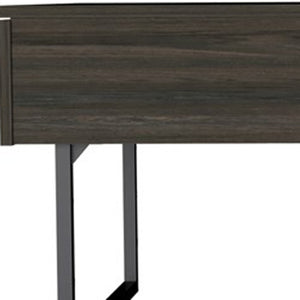 HomeRoots 39" Espresso & Black Metal Lift-Top Coffee Table with Storage Drawer for Modern Living Spaces 478433