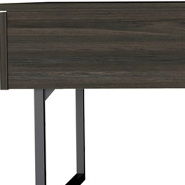 HomeRoots 39" Espresso & Black Metal Lift-Top Coffee Table with Storage Drawer for Modern Living Spaces 478433