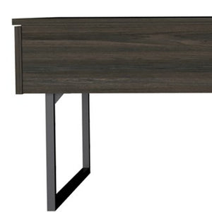 HomeRoots 39" Espresso & Black Metal Lift-Top Coffee Table with Storage Drawer for Modern Living Spaces 478433