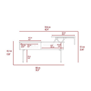 Homeroots 39" Espresso And Black Metal Lift Top Coffee Table With Drawer   478433