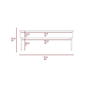 Homeroots 49" Espresso And Black Metal Lift Top Coffee Table With Two Shelves   478434