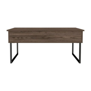Homeroots 41" Dark Brown And Black Metal Lift Top Coffee Table   478436