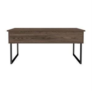 Homeroots 41" Dark Brown And Black Metal Lift Top Coffee Table   478436