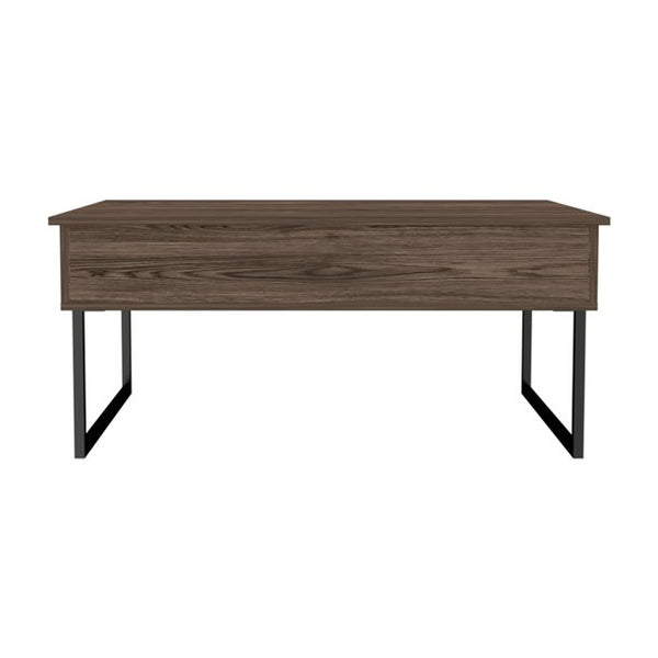 Homeroots 41" Dark Brown And Black Metal Lift Top Coffee Table   478436