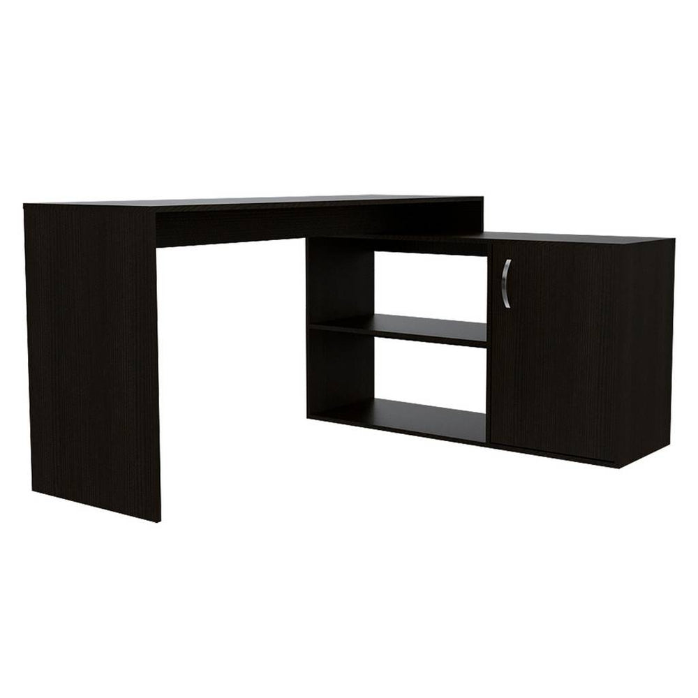 Homeroots 60" Black L Shape Computer Desk   478437