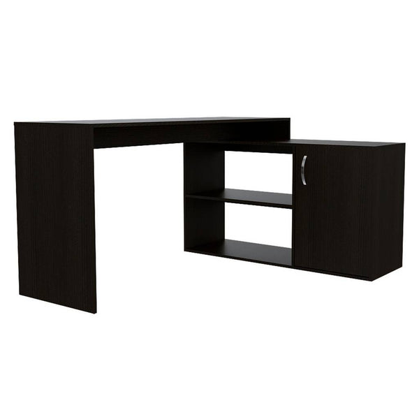 Homeroots 60" Black L Shape Computer Desk   478437