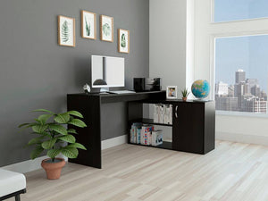 Homeroots 60" Black L Shape Computer Desk   478437