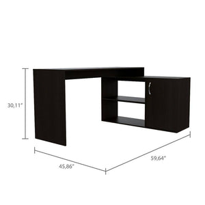 Homeroots 60" Black L Shape Computer Desk   478437