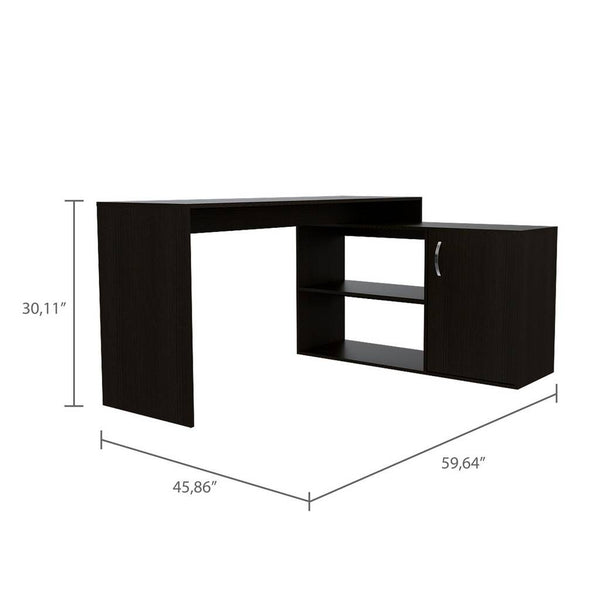 Homeroots 60" Black L Shape Computer Desk   478437