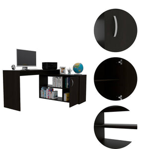 Homeroots 60" Black L Shape Computer Desk   478437