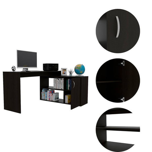 Homeroots 60" Black L Shape Computer Desk   478437