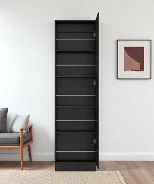 HomeRoots Black Modern Shoe Rack with Full-Length Mirror - 10-Pair Storage for Entryway, Closet & Bedroom 478439