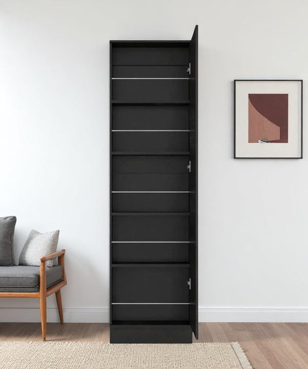 HomeRoots Black Modern Shoe Rack with Full-Length Mirror - 10-Pair Storage for Entryway, Closet & Bedroom 478439