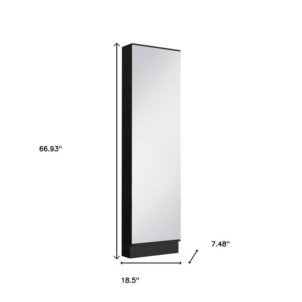 HomeRoots Black Modern Shoe Rack with Full-Length Mirror - 10-Pair Storage for Entryway, Closet & Bedroom 478439
